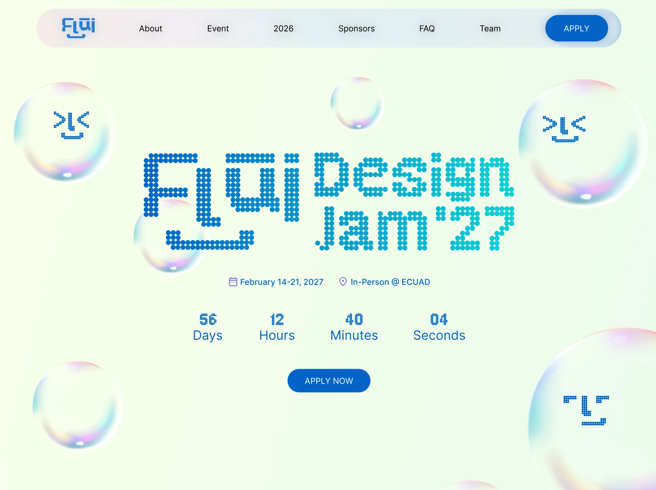 FLUI Design Jam landing page
